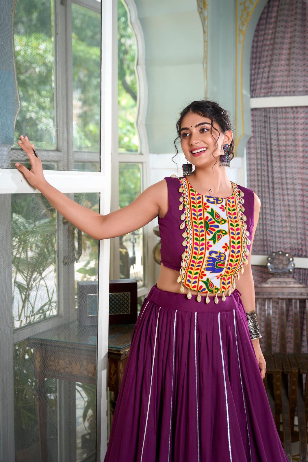 Designer Rayon Lehenga with Gamthi Work Blouse