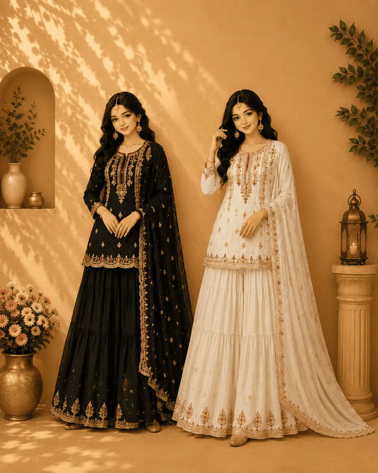 Designer Silk Top Plazzo Set