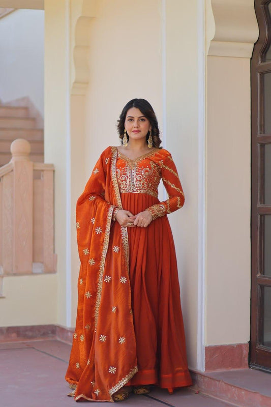 Elegant Anarkali Gown Set for Women  Wedding Wear