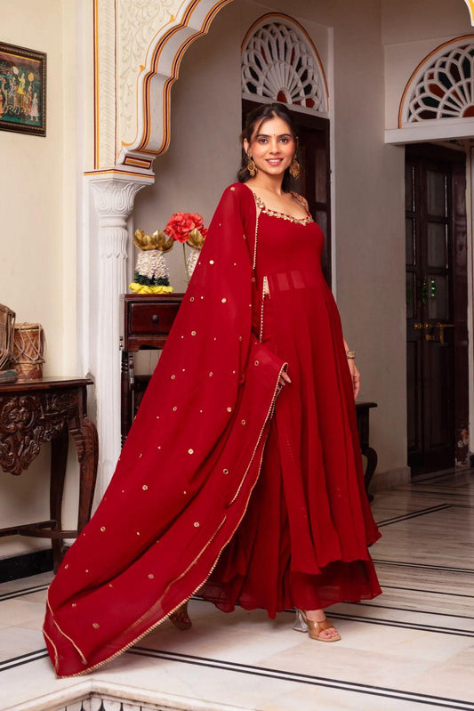 Elegant Anarkali Suit with Dupatta  Festive Wear