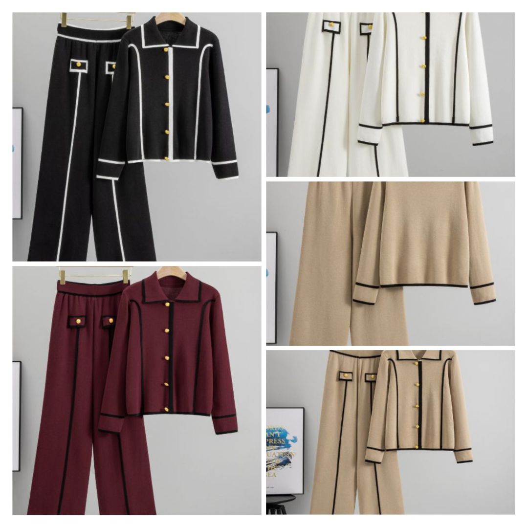 Elegant Co-Ord Set for Women with Black Piping