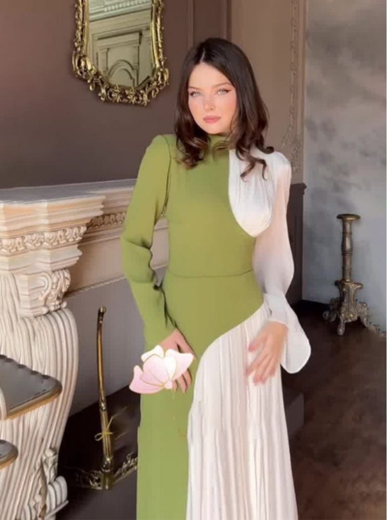 Elegant Color block Maxi Dress  Party & Evening Wear