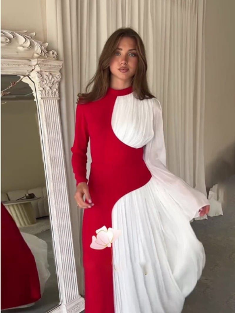 Elegant Color block Maxi Dress  Party & Evening Wear