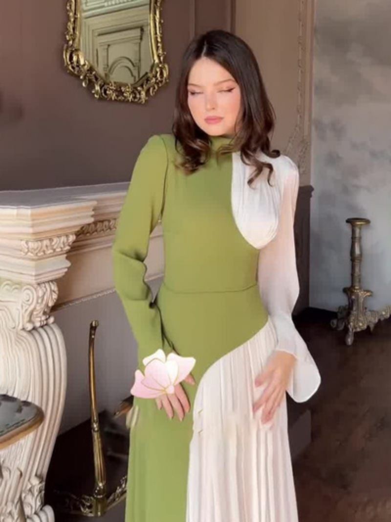 Elegant Color block Maxi Dress  Party & Evening Wear