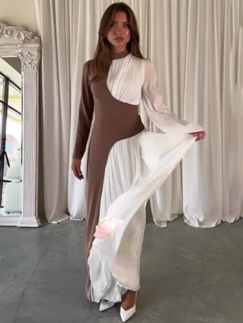 Elegant Color block Maxi Dress  Party & Evening Wear