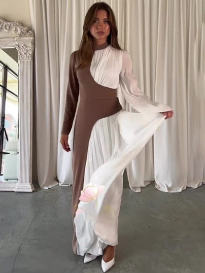Elegant Color block Maxi Dress  Party & Evening Wear