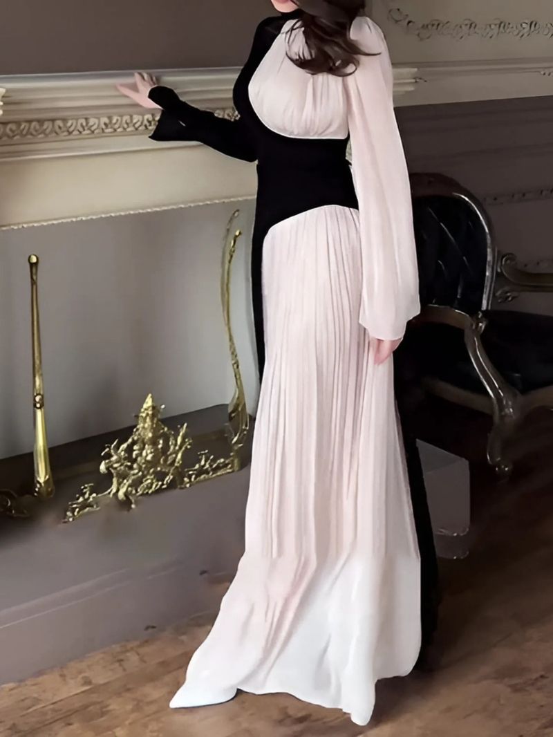 Elegant Color block Maxi Dress  Party & Evening Wear