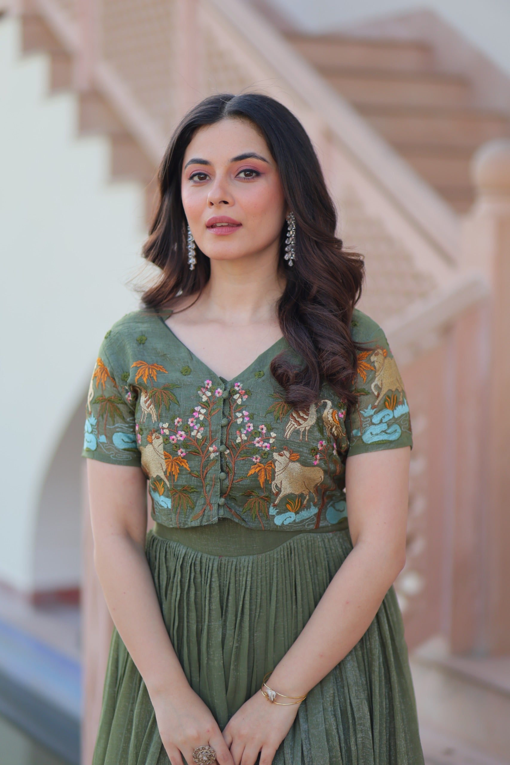 Elegant Embroidered Gown with Koti for Women  Wedding Wear