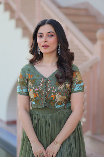 Elegant Embroidered Gown with Koti for Women  Wedding Wear