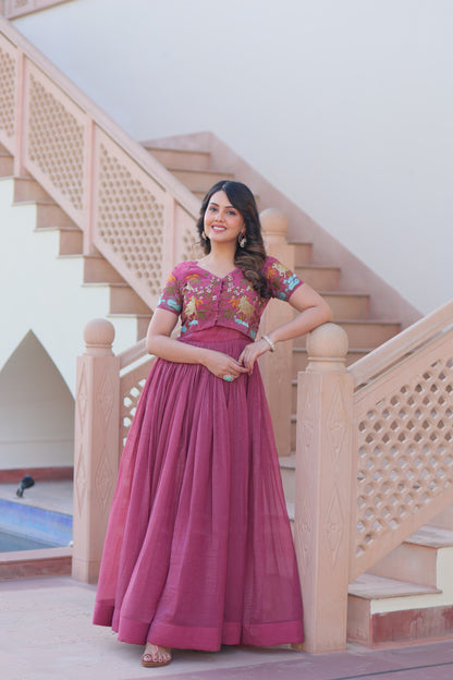 Elegant Embroidered Gown with Koti for Women  Wedding Wear