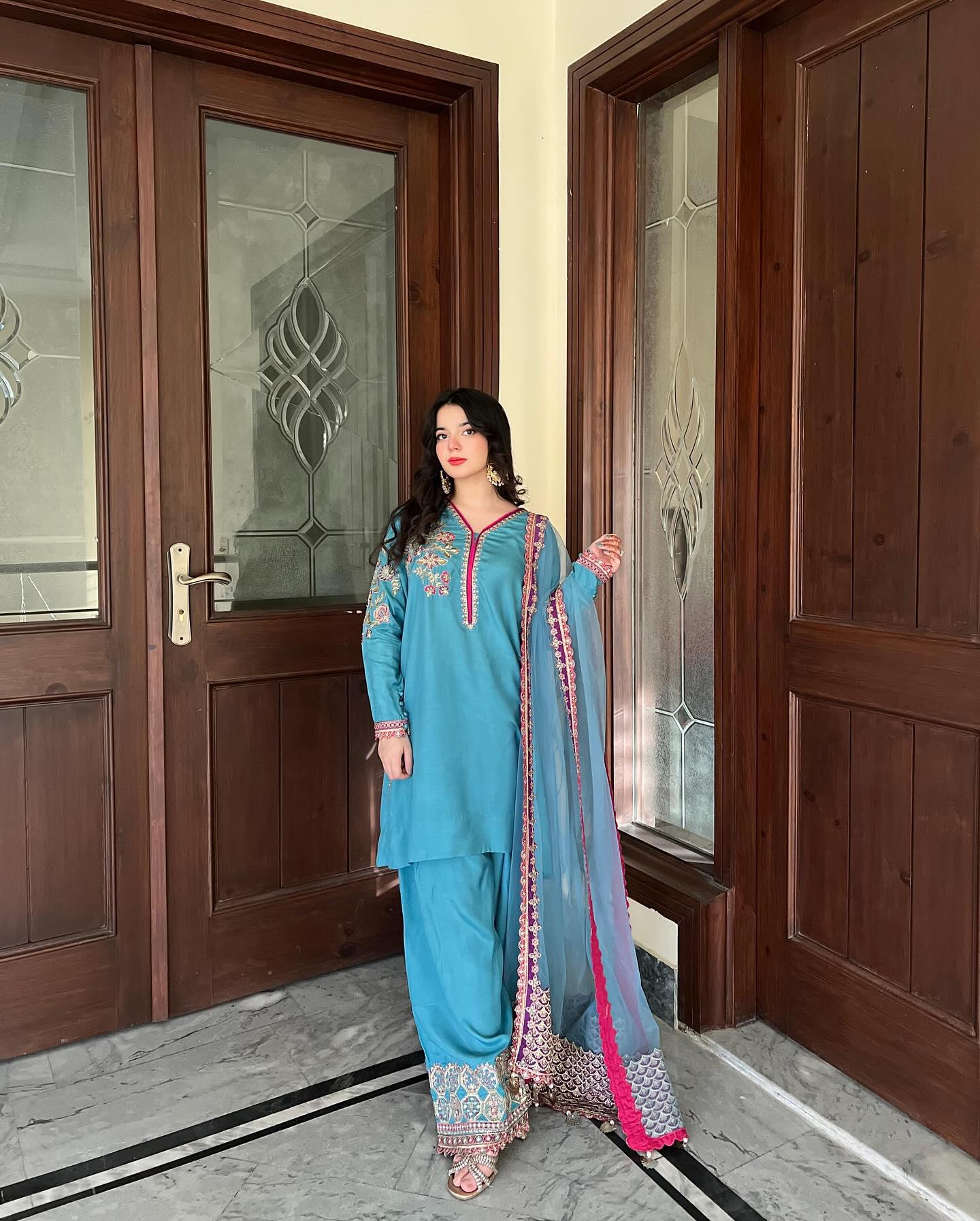 Elegant Embroidered Suit Set with Palazzo and Net Dupatta

