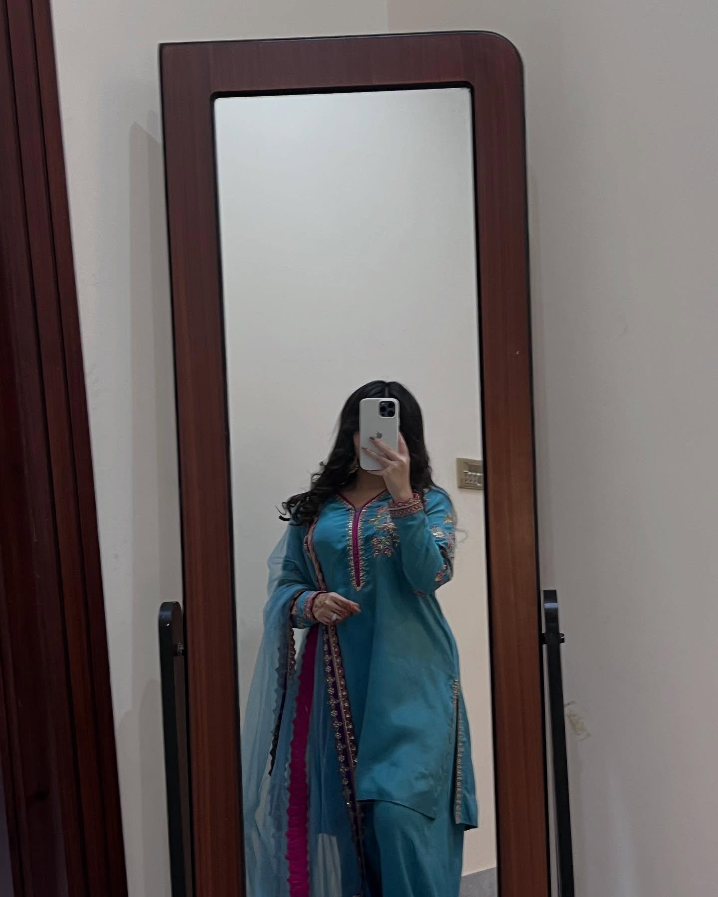 Elegant Embroidered Suit Set with Palazzo and Net Dupatta

