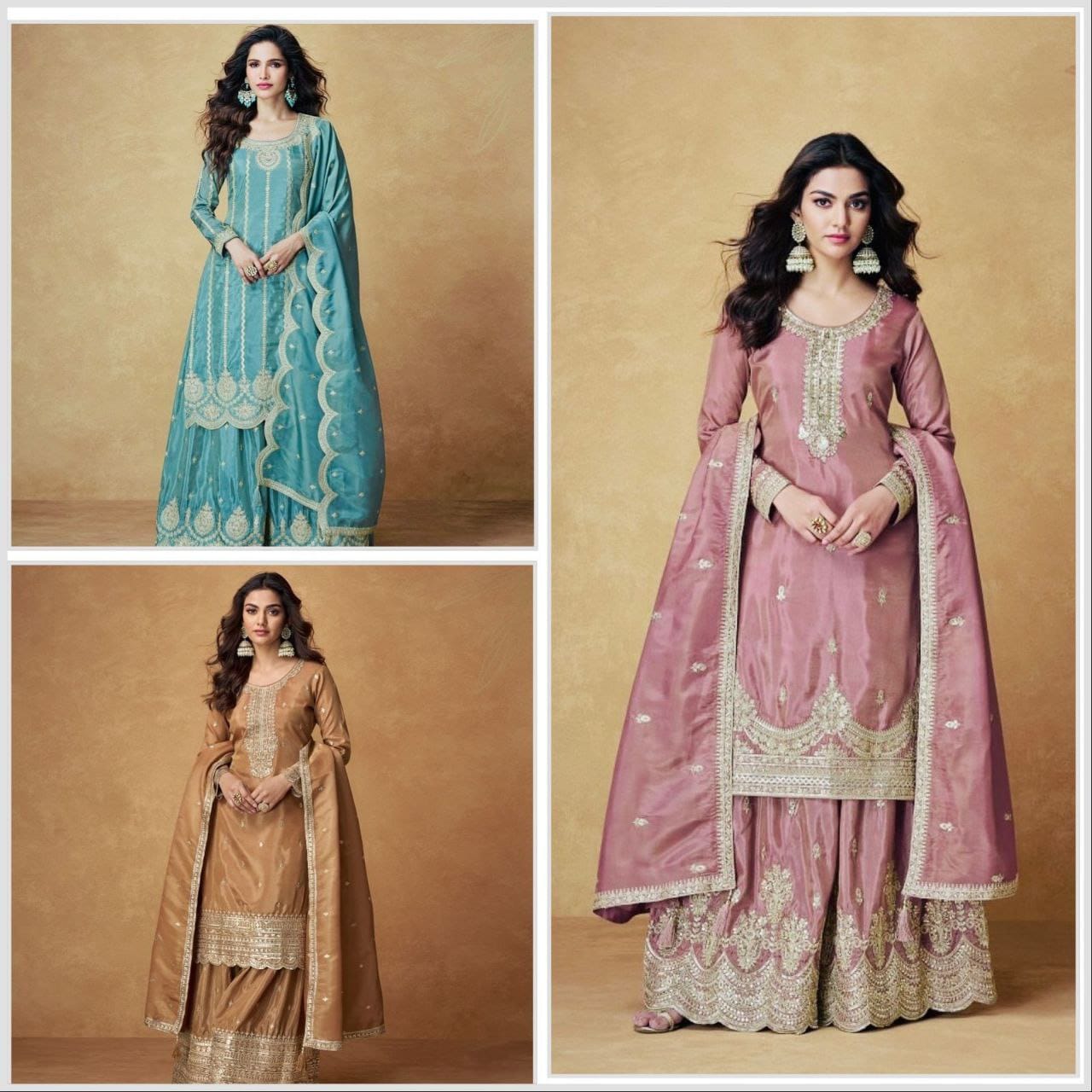 Elegant Embroidered Top Palazzo Set with Dupatta