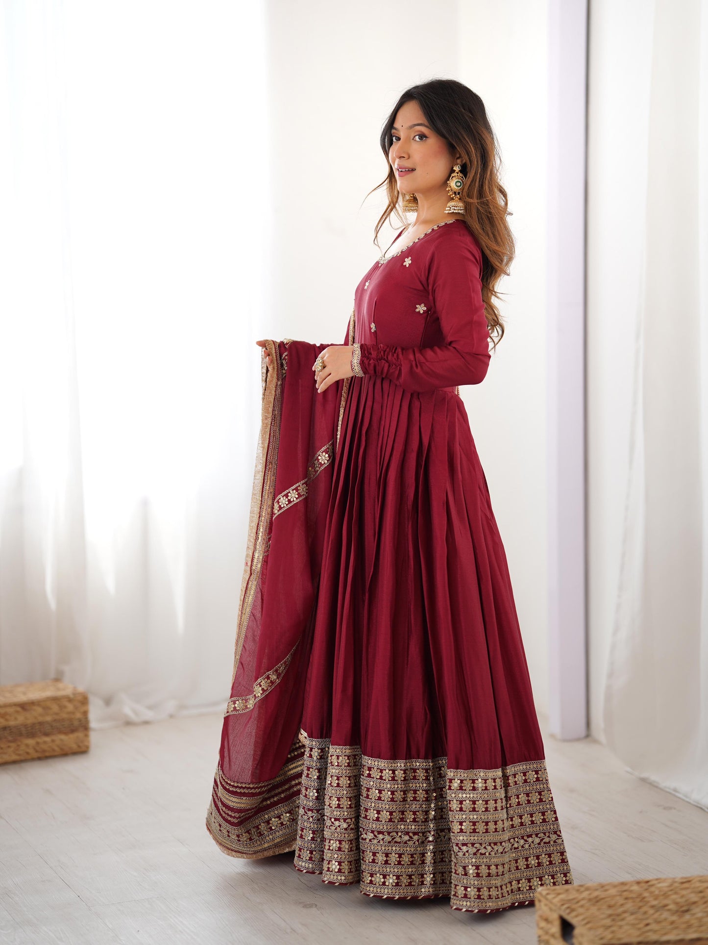 Elegant Ethnic Anarkali Set for Women  Festive Wear