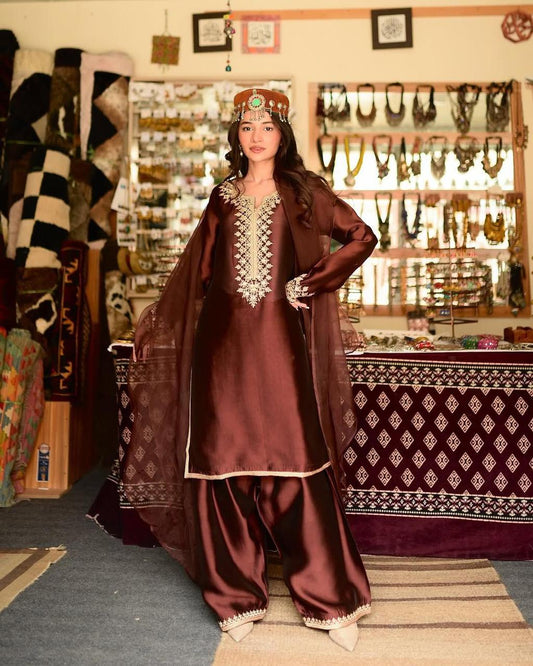 Elegant Farsi Kurti Plazzo Set with Dupatta for Events