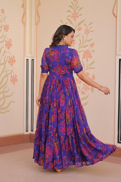 Elegant Flared Gown for Festive Events and Celebrations
