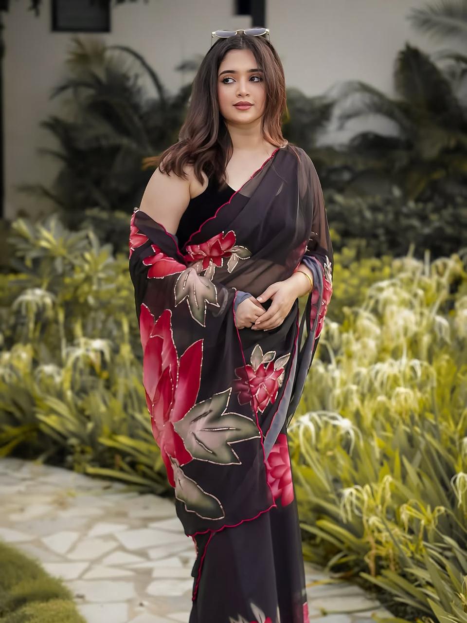 Elegant Floral Saree for Women  Perfect Wedding Gift