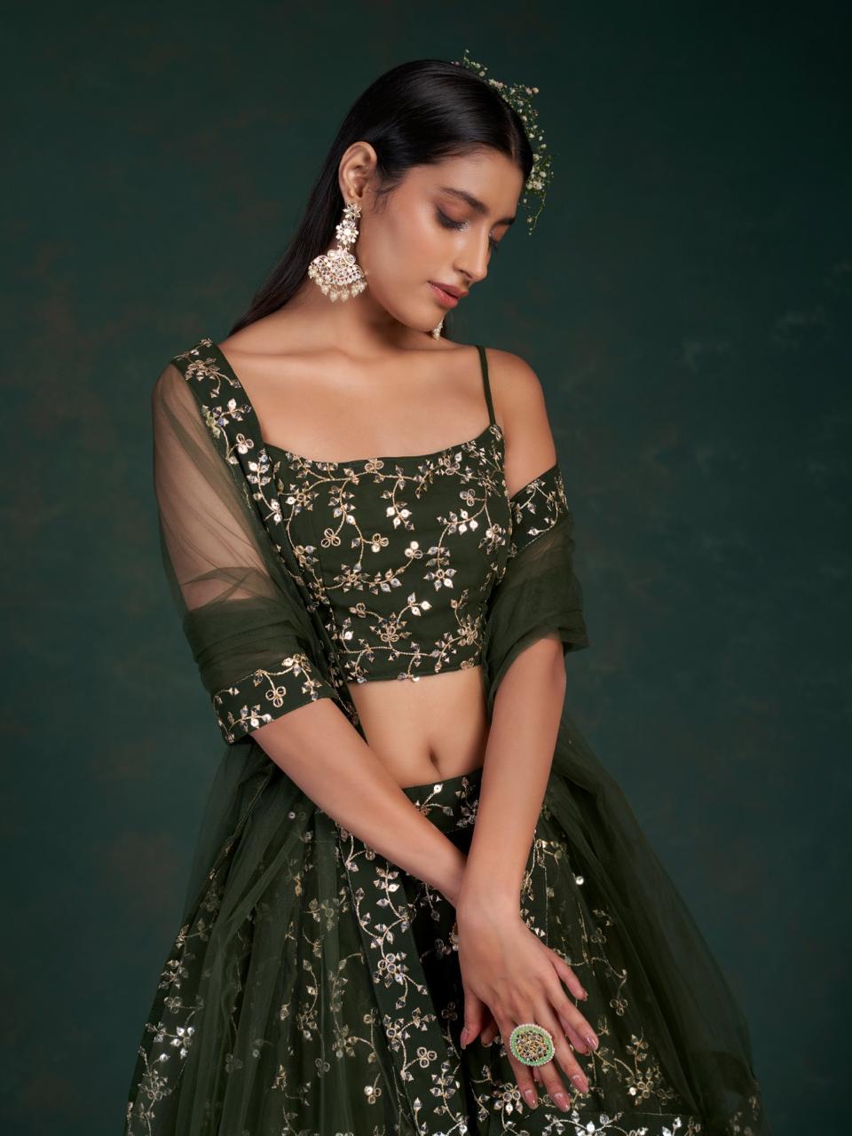 Elegant Georgette Lehenga Set with Sequins & Zari Work