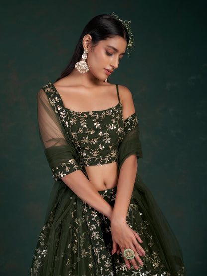 Elegant Georgette Lehenga Set with Sequins & Zari Work