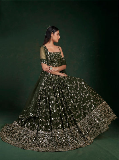 Elegant Georgette Lehenga Set with Sequins & Zari Work