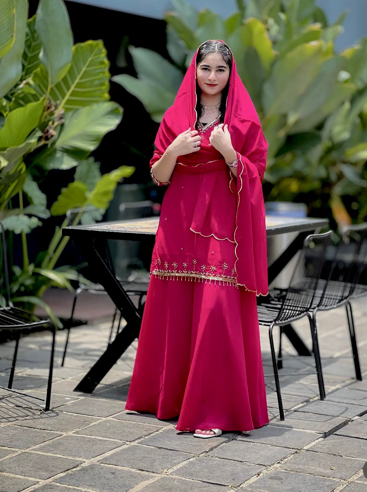 Elegant Georgette Palazzo Suit Set with Embroidered Detailing for Women
