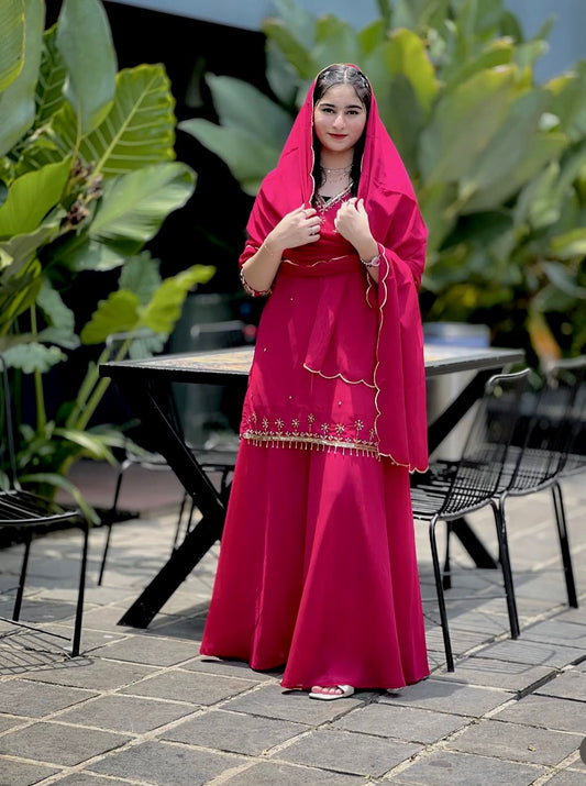Elegant Georgette Palazzo Suit Set with Embroidered Detailing for Women