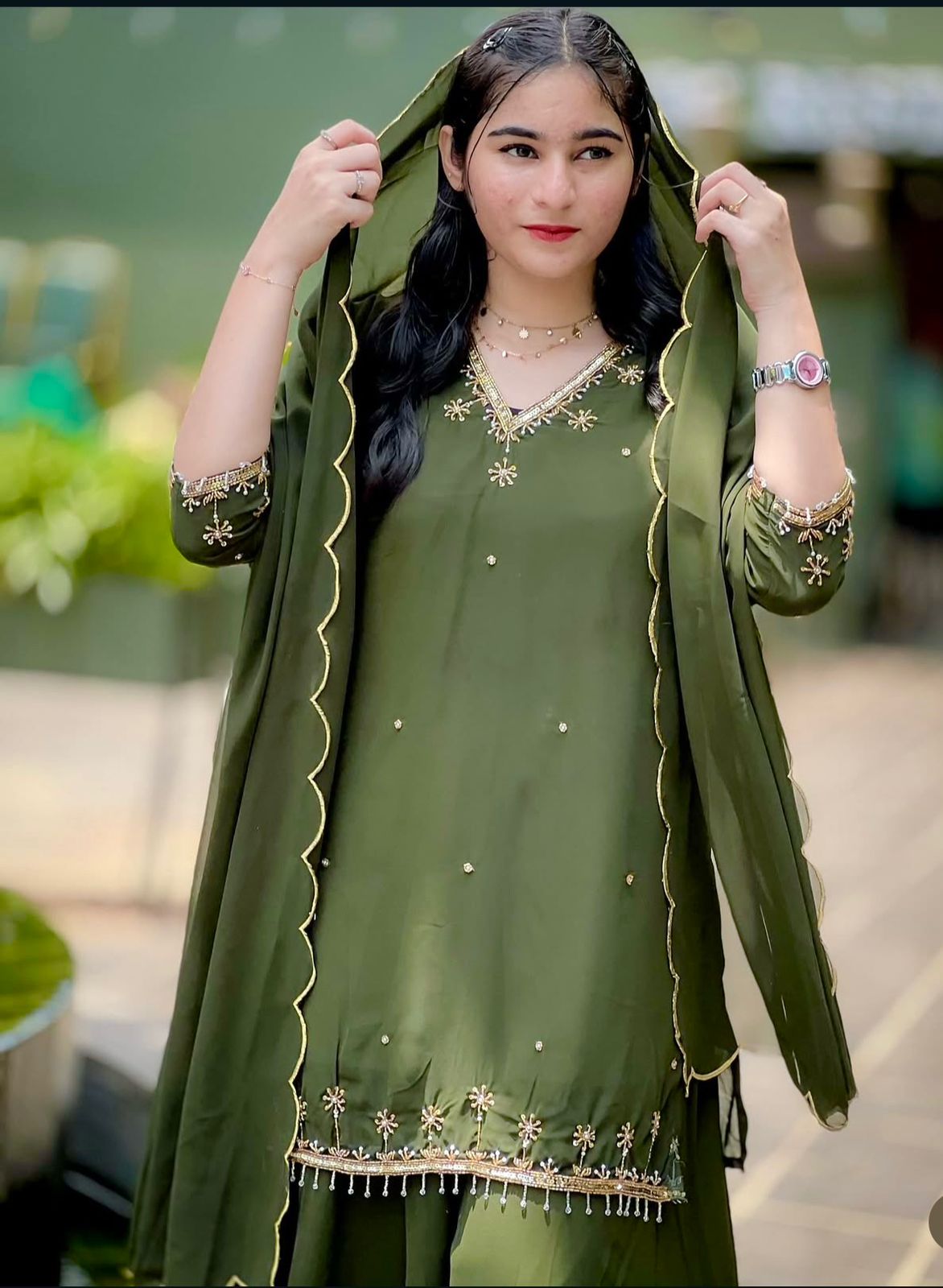 Elegant Georgette Palazzo Suit Set with Embroidered Detailing for Women
