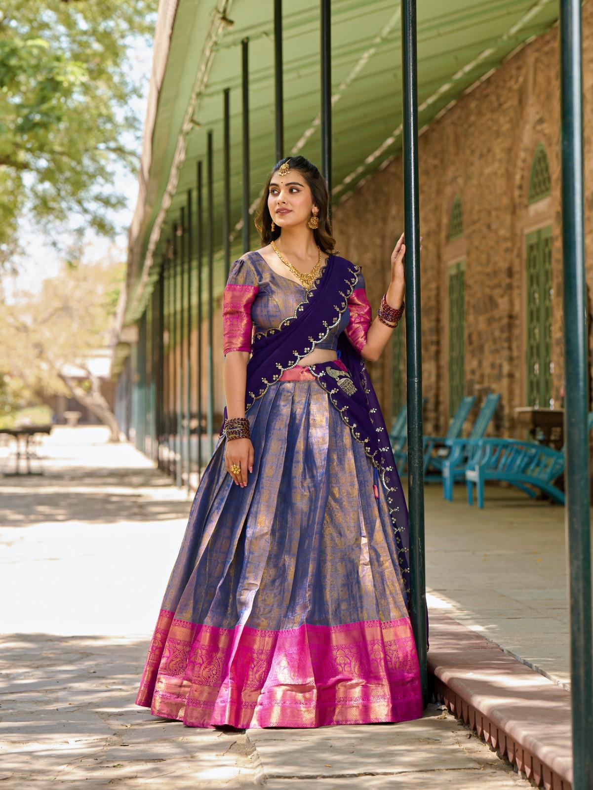Elegant Kanjivaram Silk Lehenga Choli with Dupatta