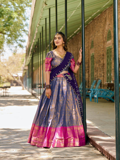 Elegant Kanjivaram Silk Lehenga Choli with Dupatta
