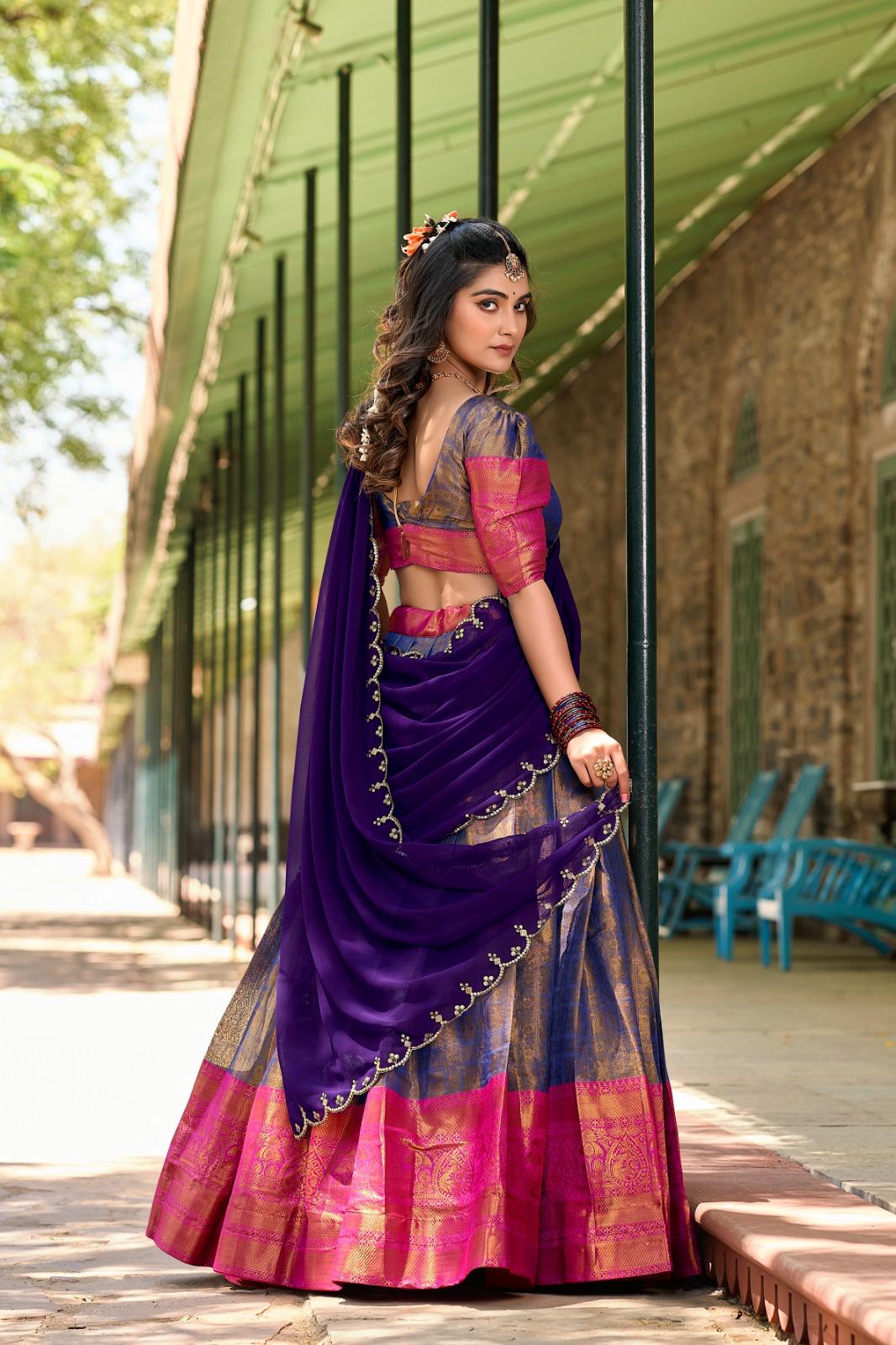 Elegant Kanjivaram Silk Lehenga Choli with Dupatta