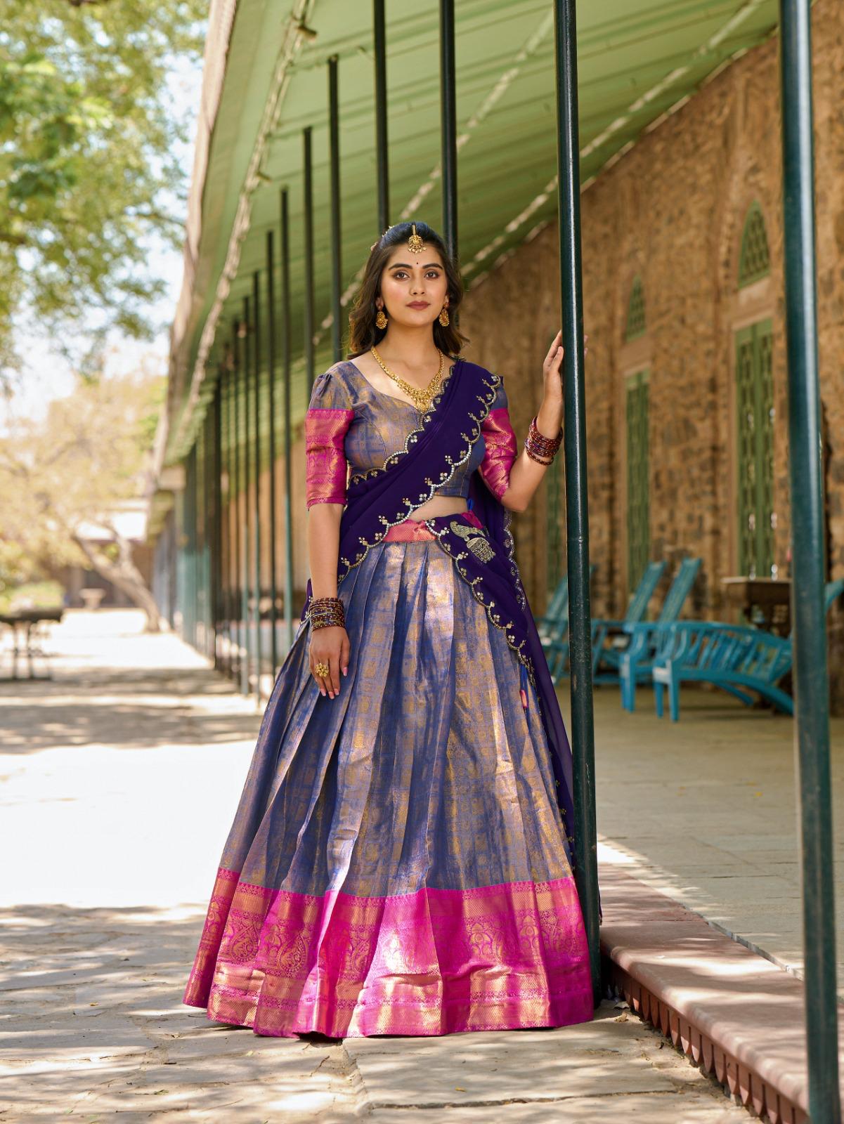 Elegant Kanjivaram Silk Lehenga Choli with Dupatta