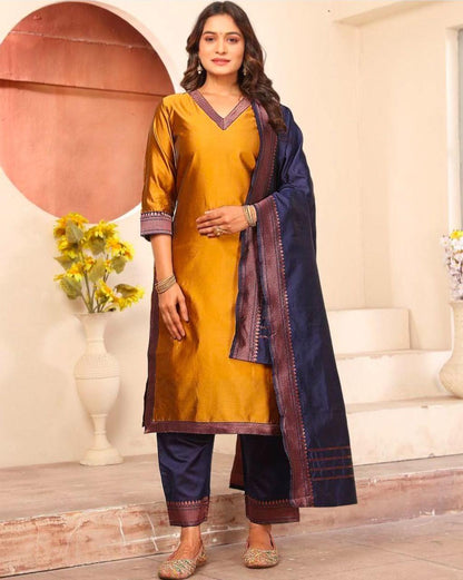 Elegant Lichi Silk Suit Set with Dupatta for Occasions
