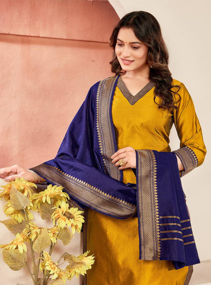 Elegant Lichi Silk Suit Set with Dupatta for Occasions
