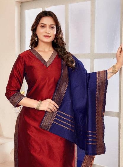 Elegant Lichi Silk Suit Set with Dupatta for Occasions
