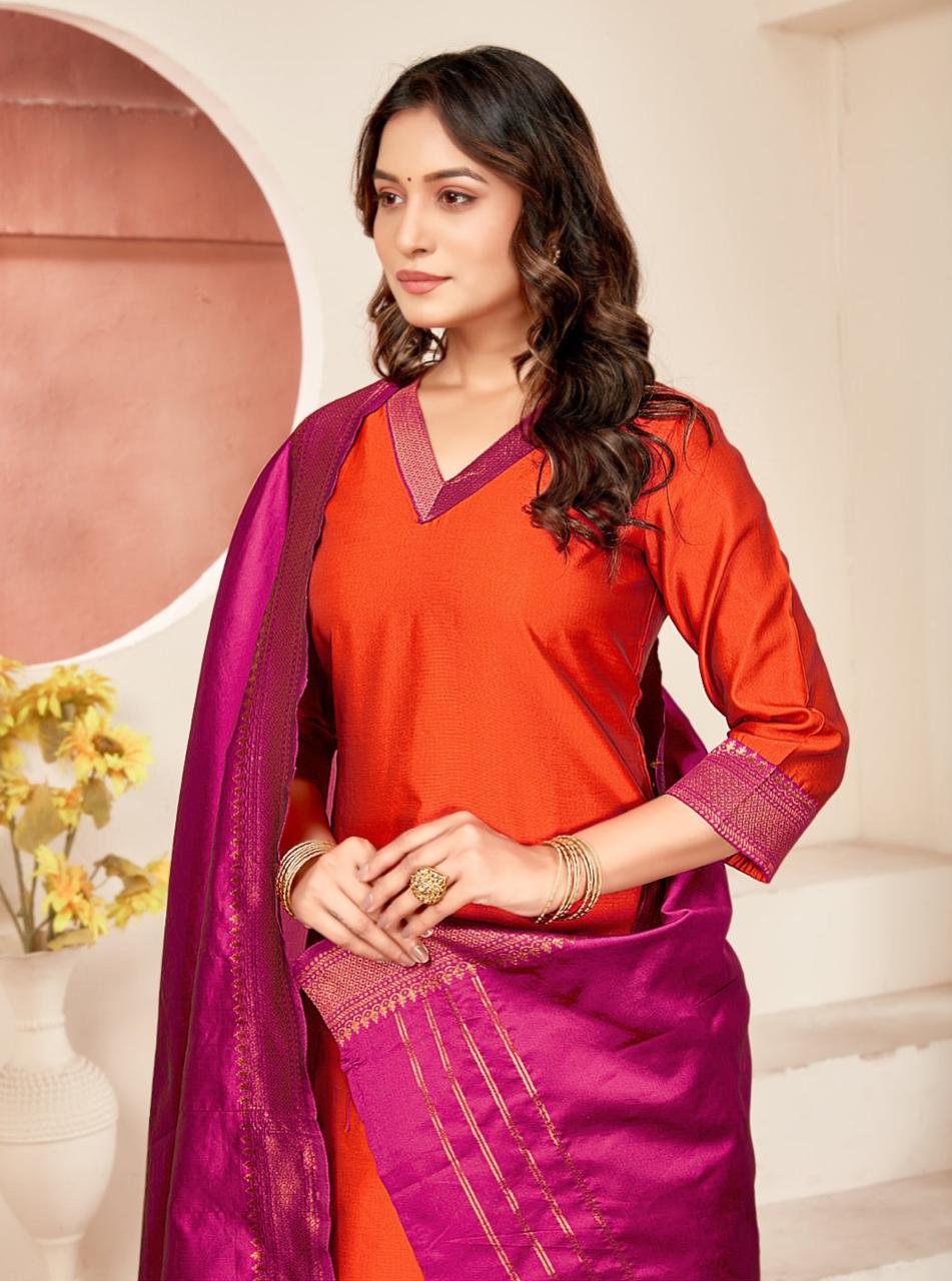 Elegant Lichi Silk Suit Set with Dupatta for Occasions
