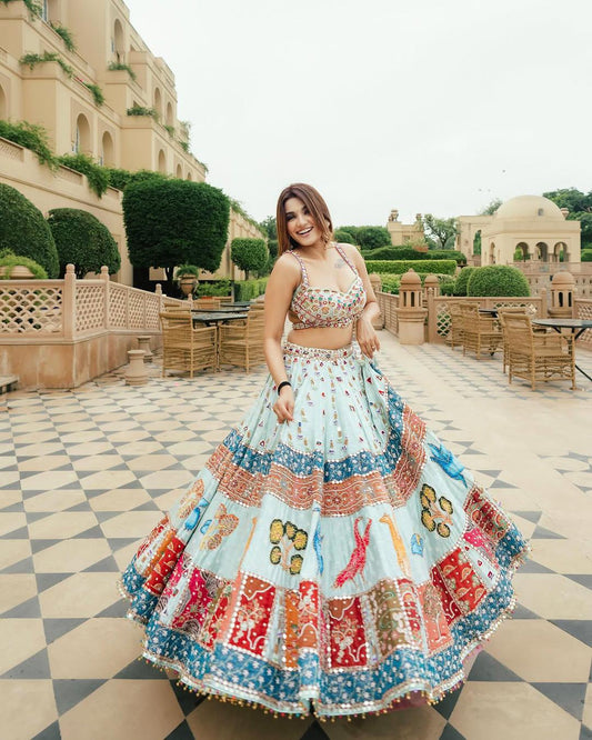 Elegant Multi-Color Mirror Work Lehenga for Festive Wear