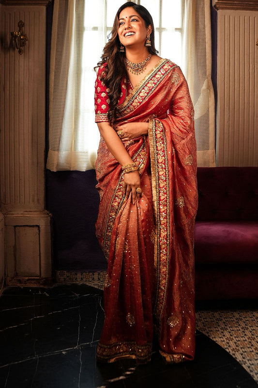 Elegant Silk Saree with Rich Zari Embroidered Border