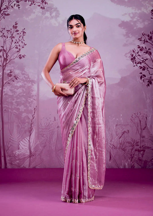 Elegant Soft Organza Saree with Sequin Border