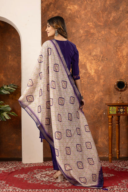 Elegant Straight Kurti Pant Dupatta Set for Office Wear