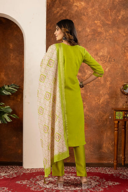 Elegant Straight Kurti Pant Dupatta Set for Office Wear