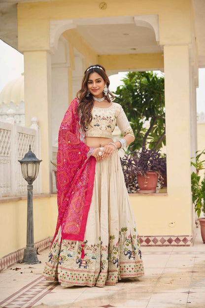 Elegant White Lehenga Choli Dupatta Set for Women