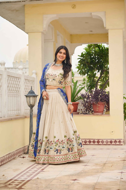 Elegant White Lehenga Choli Dupatta Set for Women