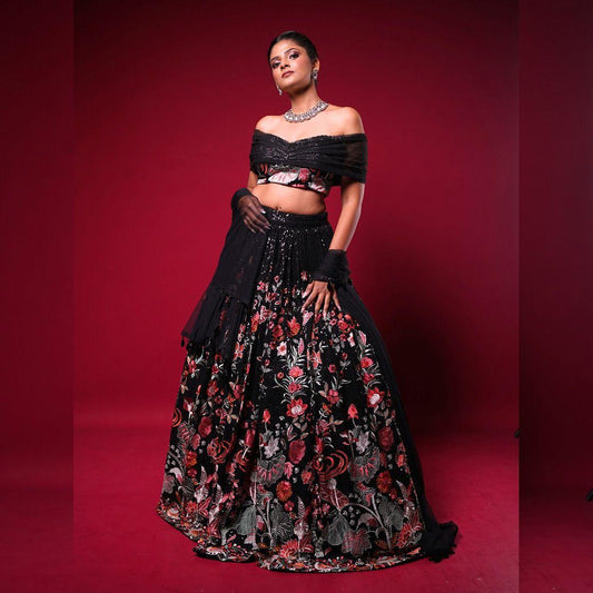 Elegant Black Lehenga Choli for Wedding Wear