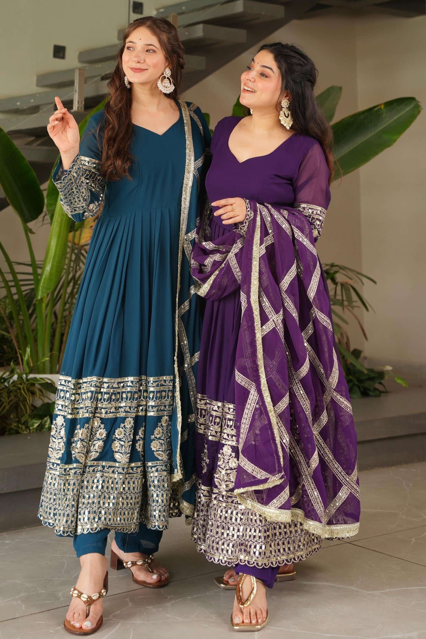 Embroidered Anarkali Gown Set for Women, Girls  Occasion Wear