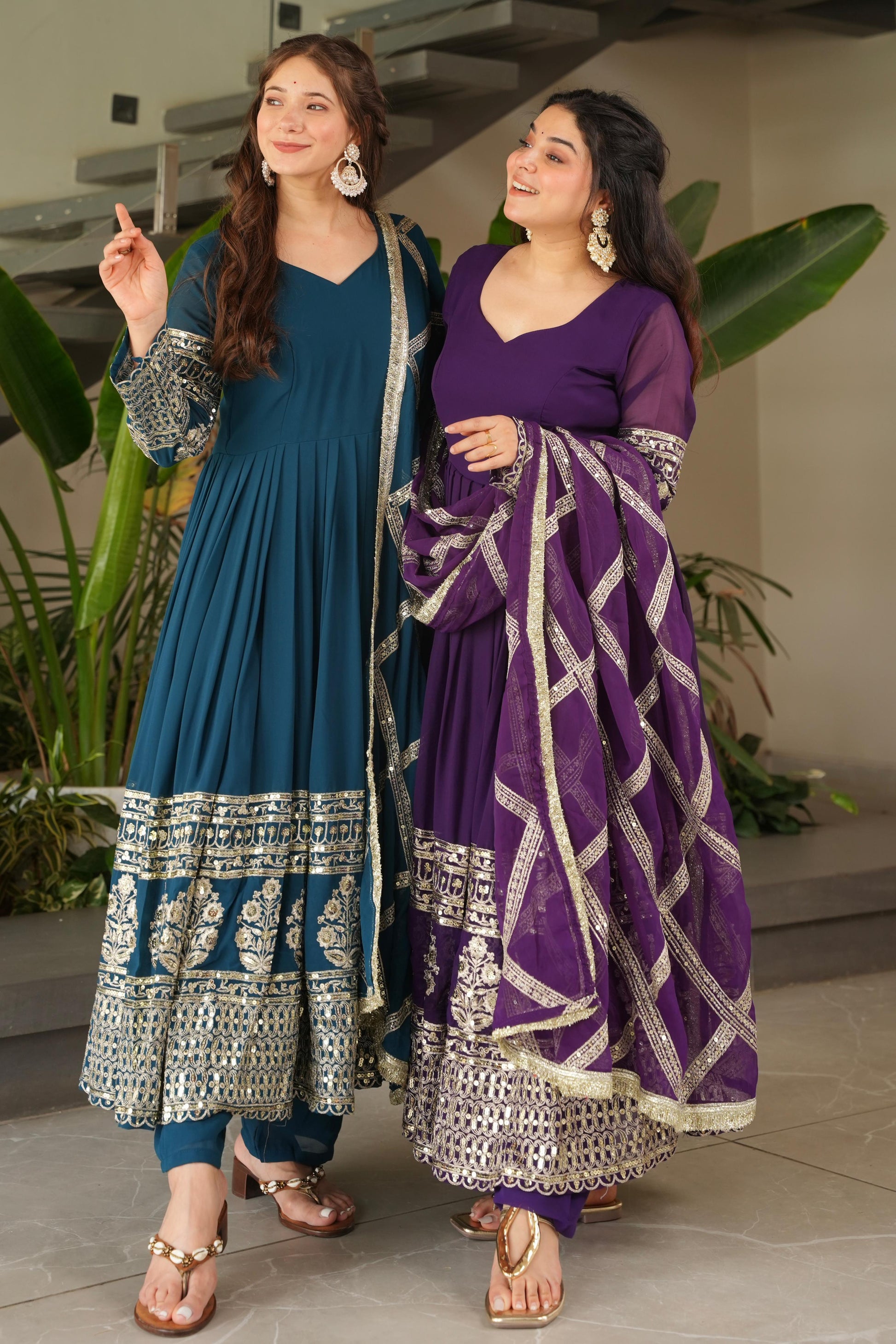 Embroidered Anarkali Gown Set for Women, Girls  Occasion Wear