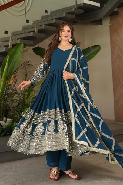 Embroidered Anarkali Gown Set for Women, Girls  Occasion Wear