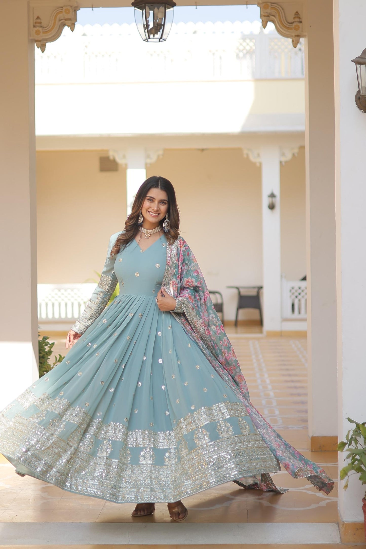 Embroidered Anarkali Gown for Wedding Party