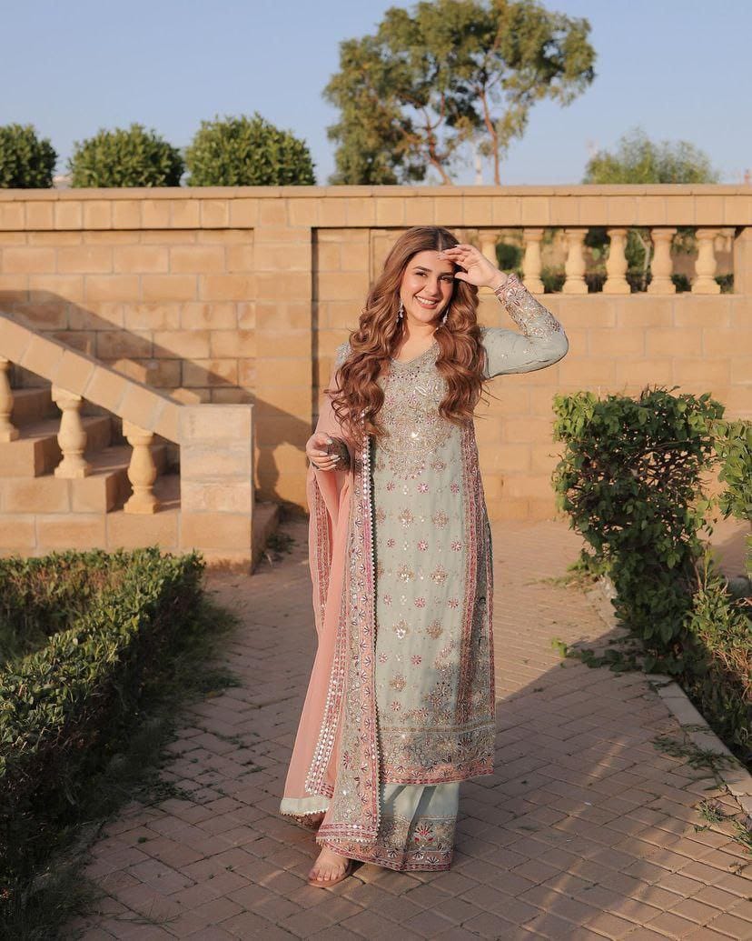 Embroidered Designer Sharara Suit with Dupatta Set