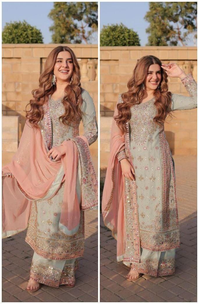 Embroidered Designer Sharara Suit with Dupatta Set