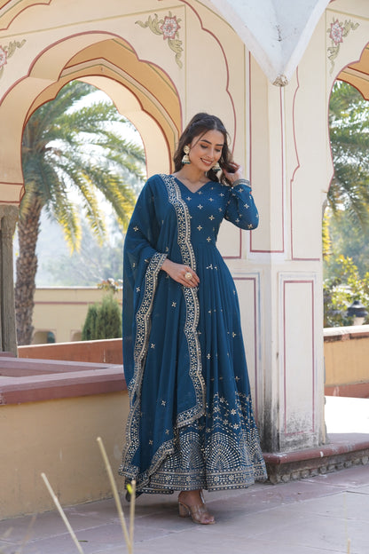 Embroidered Georgette Anarkali Suits for Women